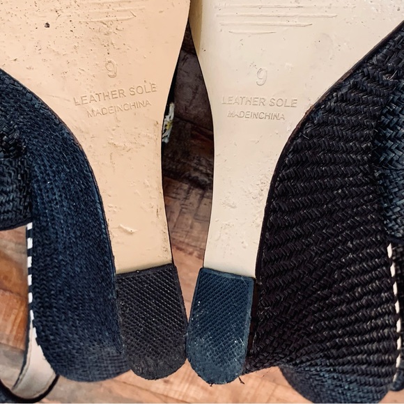 Anthropologie / Anthro Lucky Penny Daisy Espadrilles in Black & White w Bee sz 9 - Picture 13 of 15